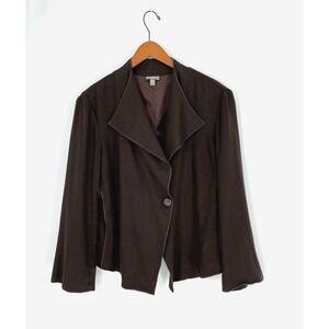 J. Jill Size 16P Women's Brown Wool Blend Exposed‎ Seams One Button Front Jacket